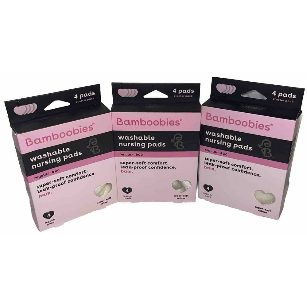 lot3 bamboobies 4 pack regular washable nursing pads Reusable NIB Breast Feeding